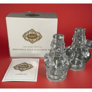 Shannon Crystal Salt Pepper Set Snowman Couple 24% Lead Ireland Czech NIB